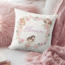 Cute Floral Fairy Girls Personalised Cushion