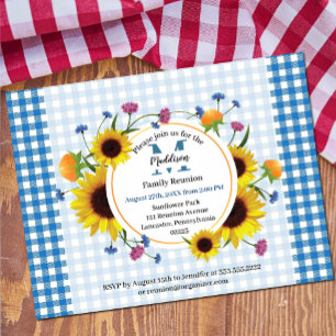 Cute, floral family reunion invitation postcard