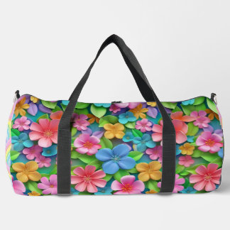 Cute Floral Fantasy & Rainbow Whimsy Dual-Design Duffle Bag