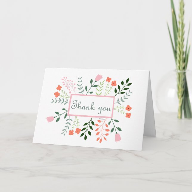Cute Floral Flowers Garden Sweet Warm Thank you Card (Front)