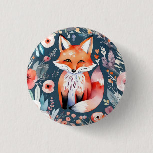 Cute floral fox  3 cm round badge