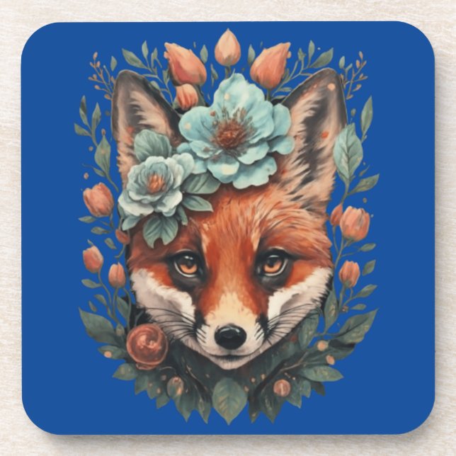 Cute floral fox coaster (Front)