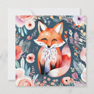 Cute floral fox  invitation