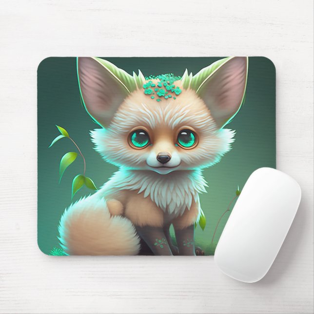 Cute Floral Fox Mouse Pad (With Mouse)