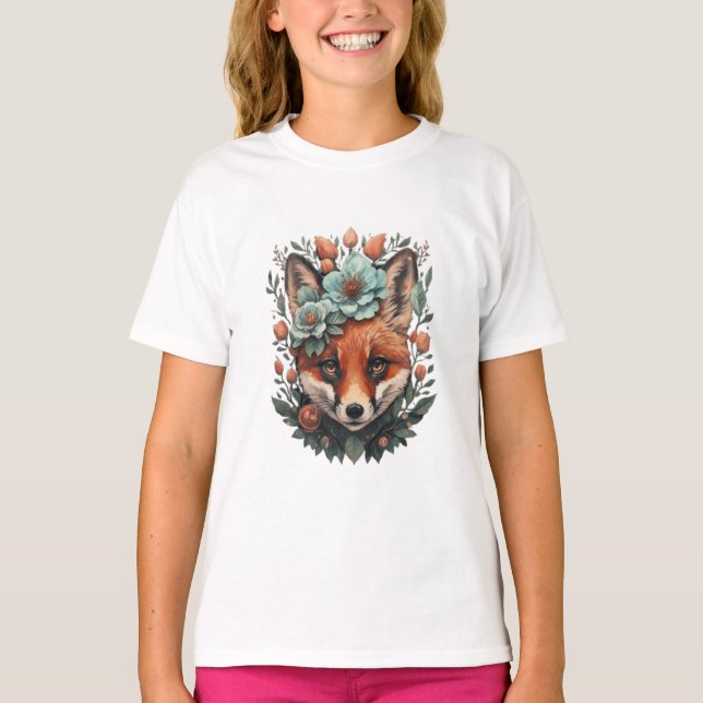 Cute floral fox T-Shirt (Front)