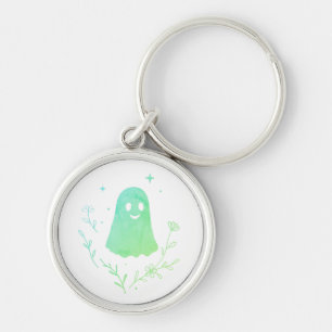 cute floral ghost aesthetic patch key ring