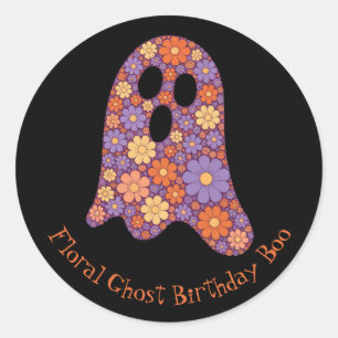 Cute Floral Ghost Boo Sticker Halloween