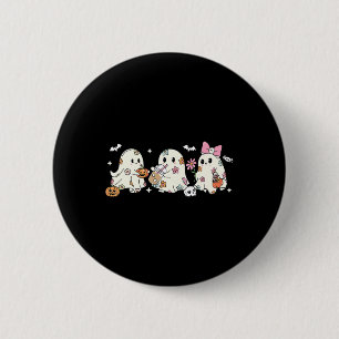 Cute Floral Ghost Drinking Coffee Halloween Ghost 6 Cm Round Badge
