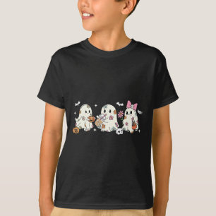 Cute Floral Ghost Drinking Coffee Halloween Ghost T-Shirt