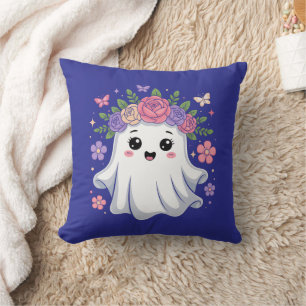 Cute Floral Ghost Kawaii Halloween Ghost Cushion