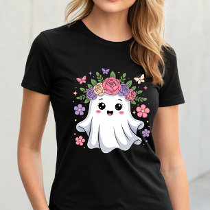 Cute Floral Ghost Kawaii Halloween Ghost T-Shirt