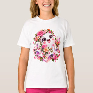 Cute Floral Ghost Pink Roses T-Shirt