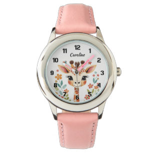 Cute Floral Giraffe Kids Watch