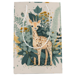 Cute floral giraffe   medium gift bag