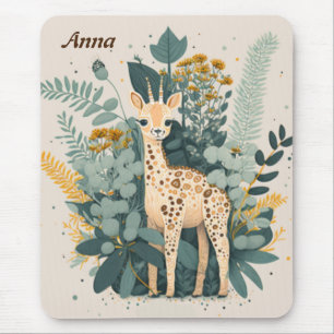 Cute floral giraffe notebook clipboard mouse mat