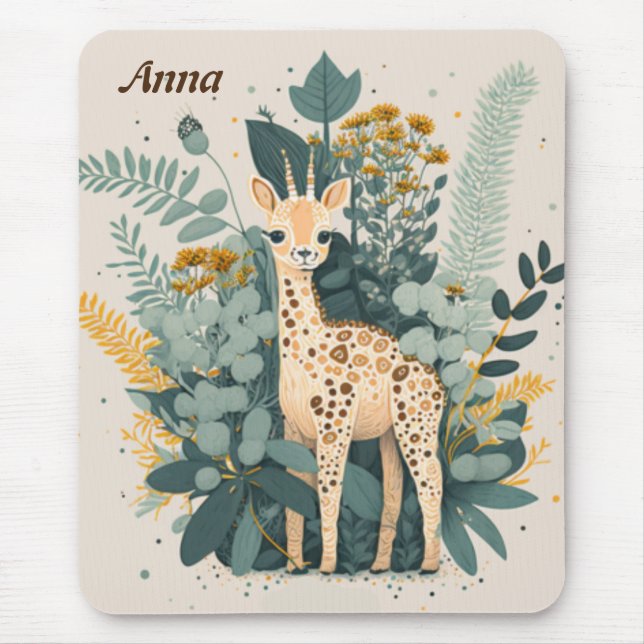 Cute floral giraffe notebook clipboard mouse mat (Front)