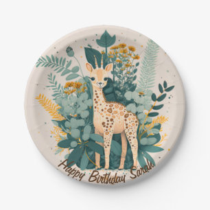 Cute floral giraffe  paper plate