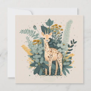 Cute floral giraffe  paper plates invitation