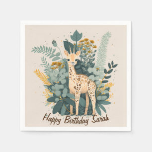 Cute floral giraffe paper plates napkin