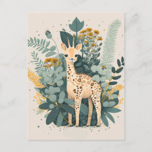 Cute floral giraffe  paper plates postcard