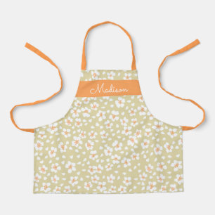 Cute Floral Girls Name Personalised Kids Apron
