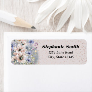 Cute Floral Glitter Personalised Return Address