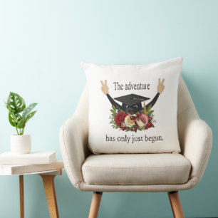 Cute Floral Graduation Cap   The Adventure Begins Cushion