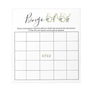 Cute Floral Greenery Slogan Baby Shower Bingo Game Notepad