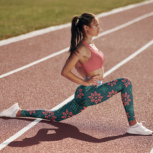 Cute floral Gym Yoga Women Workout Green Leggings