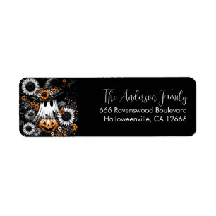 Cute Floral Halloween Ghost Return Address