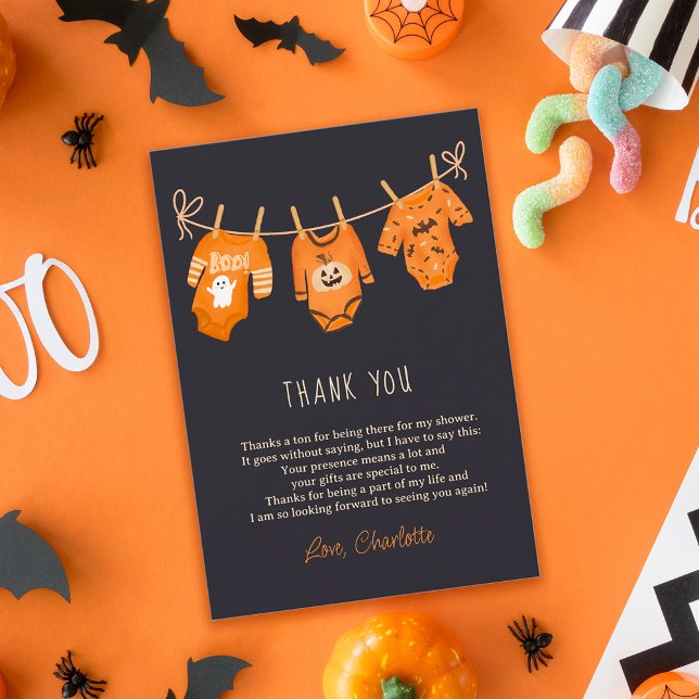 Cute floral Halloween thank you baby shower  (Cute floral Halloween thank you baby shower  on dark)