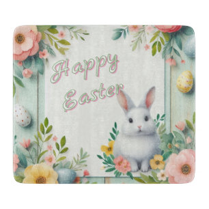 Cute, floral happy Easter bunny Cutting Board