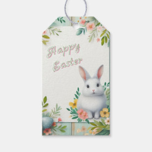 Cute, floral happy Easter bunny Gift Tags