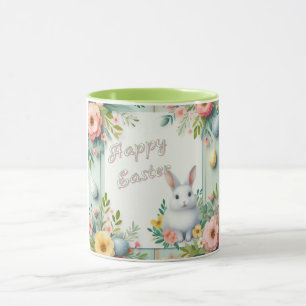 Cute, floral happy Easter bunny Mug