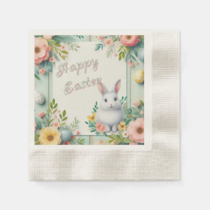 Cute, floral happy Easter bunny Napkin