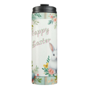 Cute, floral happy Easter bunny Thermal Tumbler