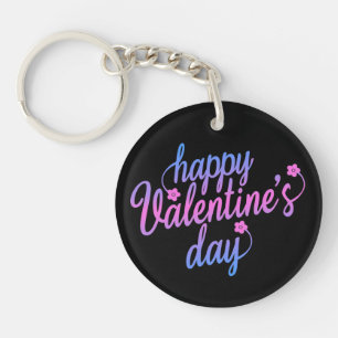 Cute Floral Happy Valentine's Day Keychain