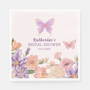 Cute Floral He Gives Me Butterflies Bridal Shower Napkin