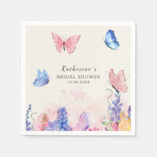 Cute Floral He Gives Me Butterflies Bridal Shower Napkin