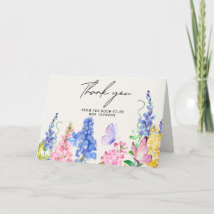 Cute Floral He Gives Me Butterflies Bridal Shower Thank You Card
