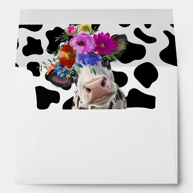 Cute Floral Holy Cow Return Address Envelope (Back (Bottom))