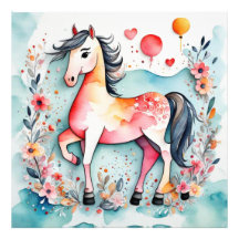 Cute floral horse