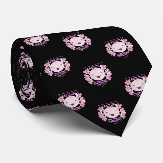 Cute Floral I Axolotl Questions Tie (Rolled)