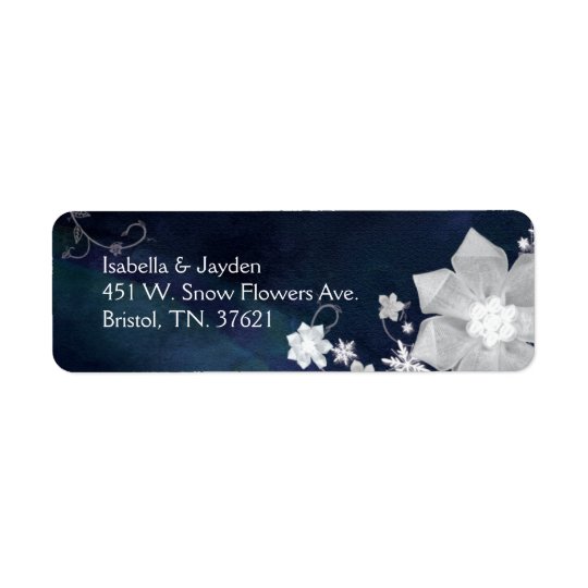 Cute Floral Indigo Wedding Return Address Return Address Label