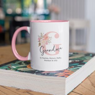 Cute Floral Initial Grandma Mug