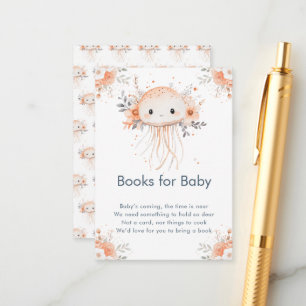 Cute Floral Jellyfish Baby Shower Books for baby Enclosure Card