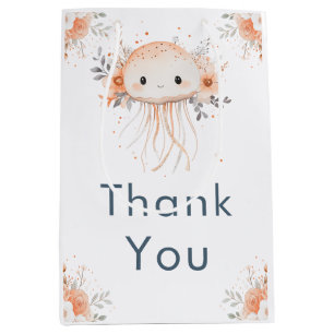 Cute Floral Jellyfish Baby Shower Medium Gift Bag