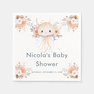 Cute Floral Jellyfish Baby Shower Napkin