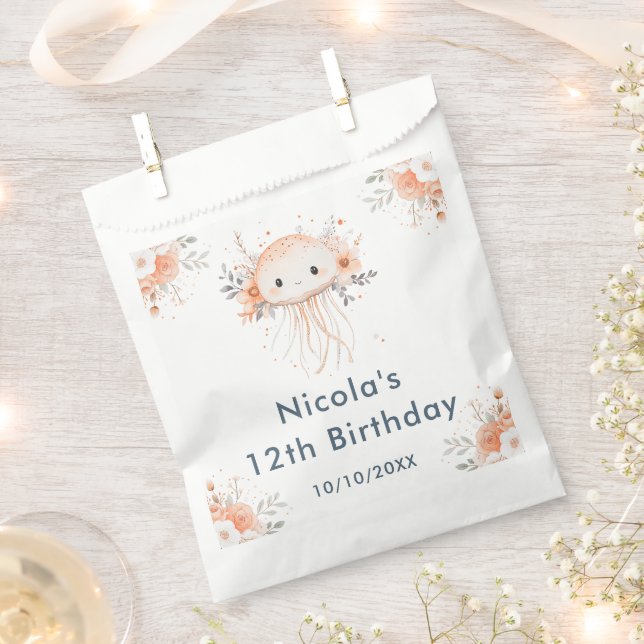 Cute Floral Jellyfish Birthday Party Favour Bags (Clipped)