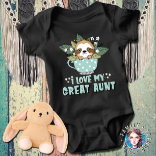 Cute Floral Kawaii Racoon I Love My Great Aunt Baby Bodysuit